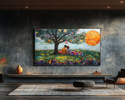 Romantic Picnic Black Couple cultural wall decor print by MoomZee Artwork