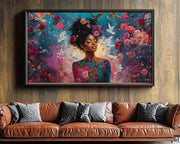 Goddess with Roses African American canvas print for home decor