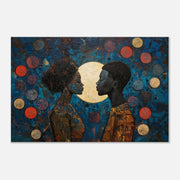 Moonlight Black Love canvas art showcasing a romantic embrace, perfect as African American wall art to enhance any space.