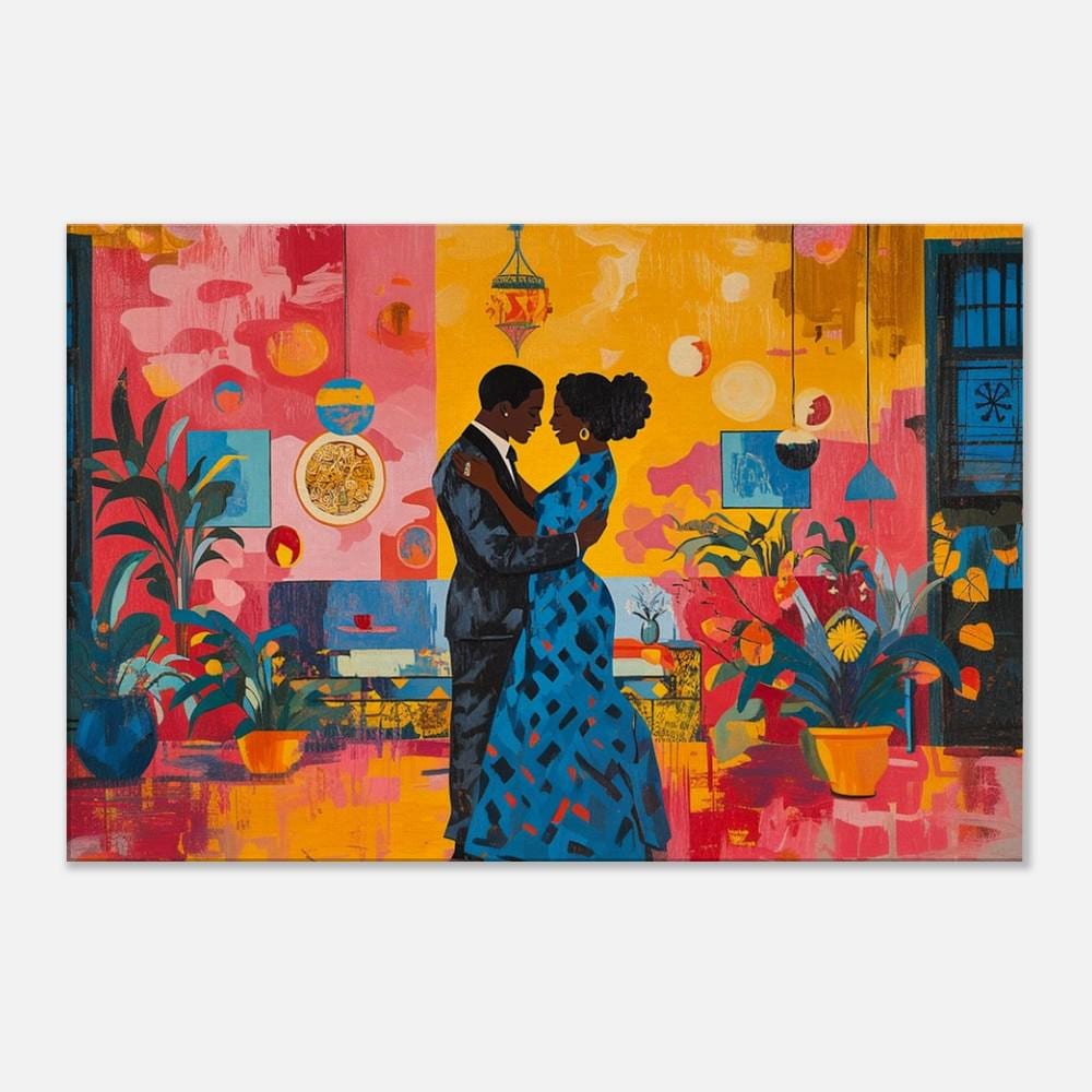 Jacob Lawrence Inspired Couple Dancing Canvas Art, Romantic Wall Decor, Valentine’s Day Gift