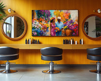Vibrant abstract African American wall art featuring bold colors and dynamic shapes, perfect for your home decor.