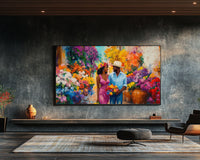 Colorful abstract painting showcasing vibrant shapes and patterns, perfect as african american wall art for contemporary decor.