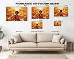Golden Aura Wall Art – Black Goddess Canvas with Floral Glow
