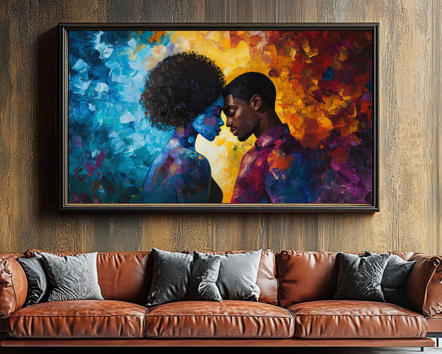 Charly Palmer Inspired Black Couple Canvas Art, Romantic Wall Decor, Valentine’s Day Gift