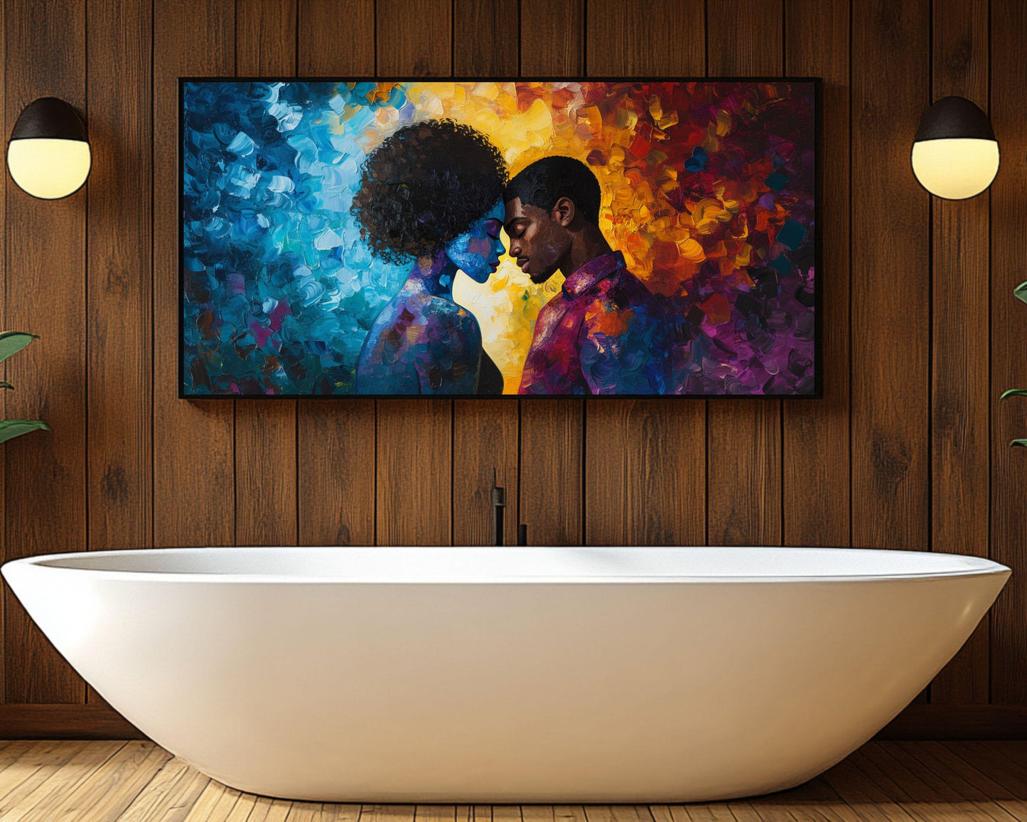 Charly Palmer Inspired Black Couple Canvas Art, Romantic Wall Decor, Valentine’s Day Gift