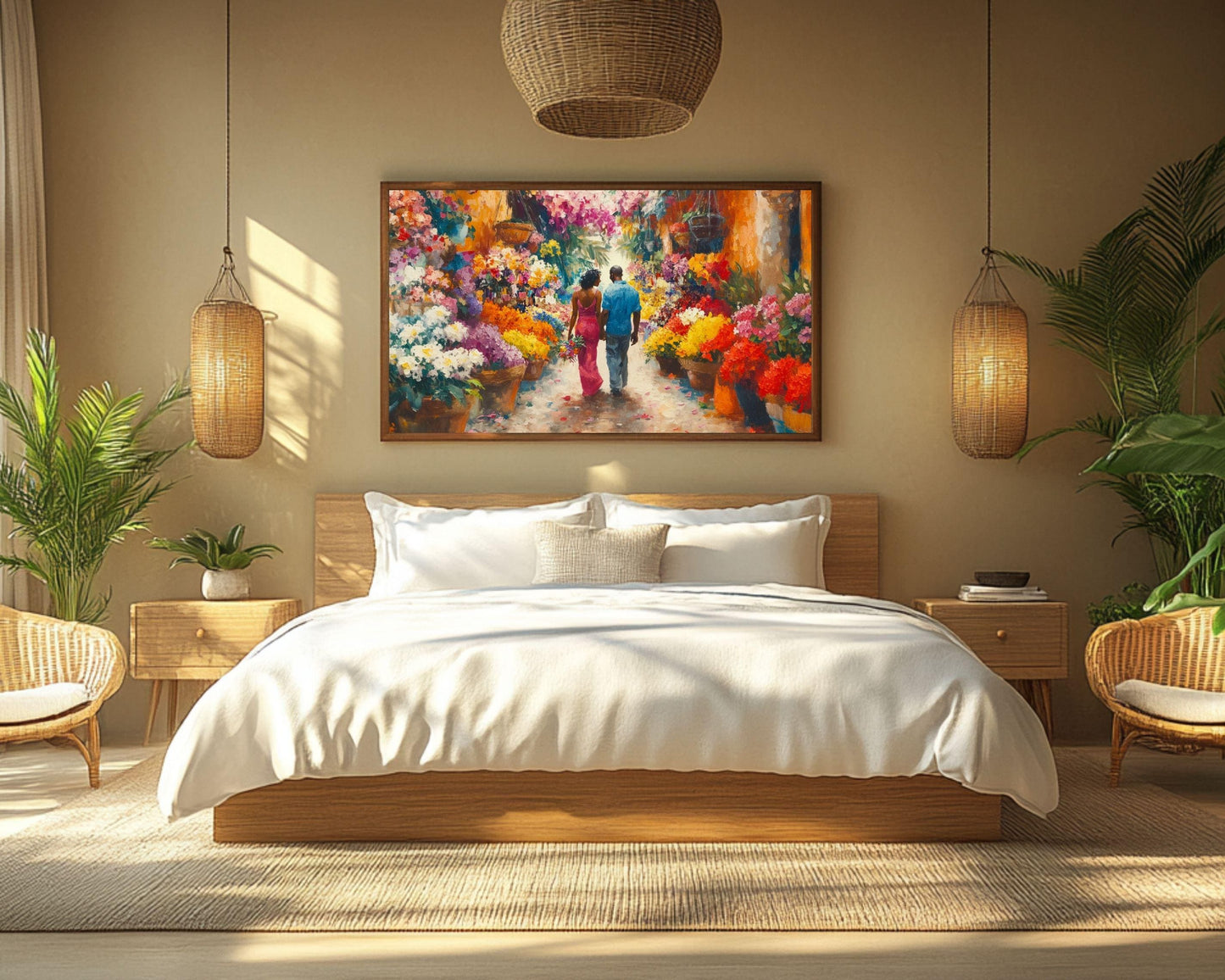 Lois Mailou Jones Inspired Caribbean Couple Canvas Art, Romantic Wall Decor, Valentine’s Day Gift