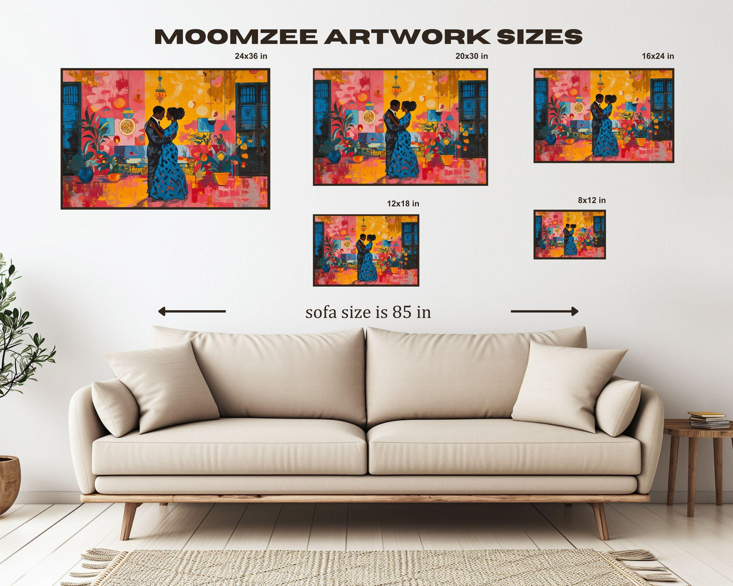 Jacob Lawrence Inspired Couple Dancing Canvas Art, Romantic Wall Decor, Valentine’s Day Gift