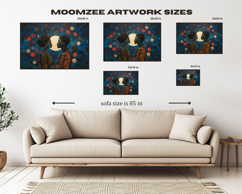 Moonlight Black Love Art African American Canvas Print