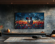 Quilted Black Couple with Roses cultural wall decor print by MoomZee Artwork