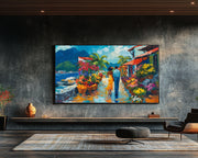 Caribbean Love Stroll Black cultural wall decor print by MoomZee Artwork