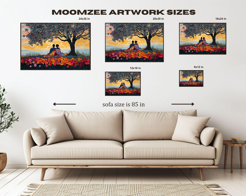 Romantic Sunset Black Art African American Wall Art Canvas