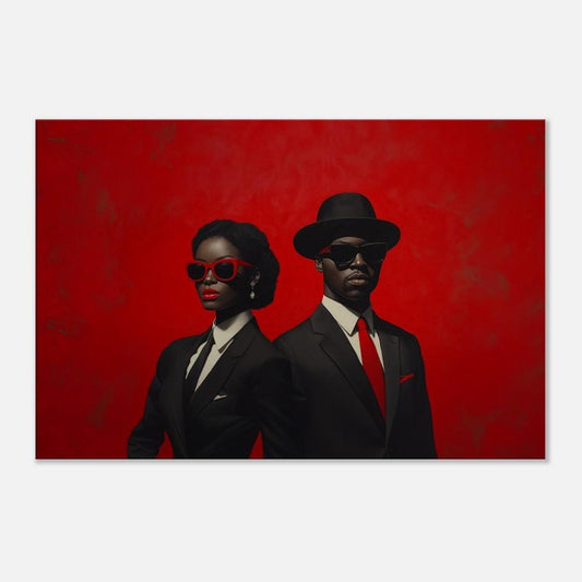 Sophisticated Black Love Wall Art | Bold Red Background Canvas for Modern Decor | Stylish Home Office or Living Room Centerpiece