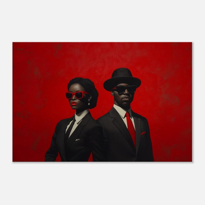 Elegant Black Couple Bold Red African American Wall Art