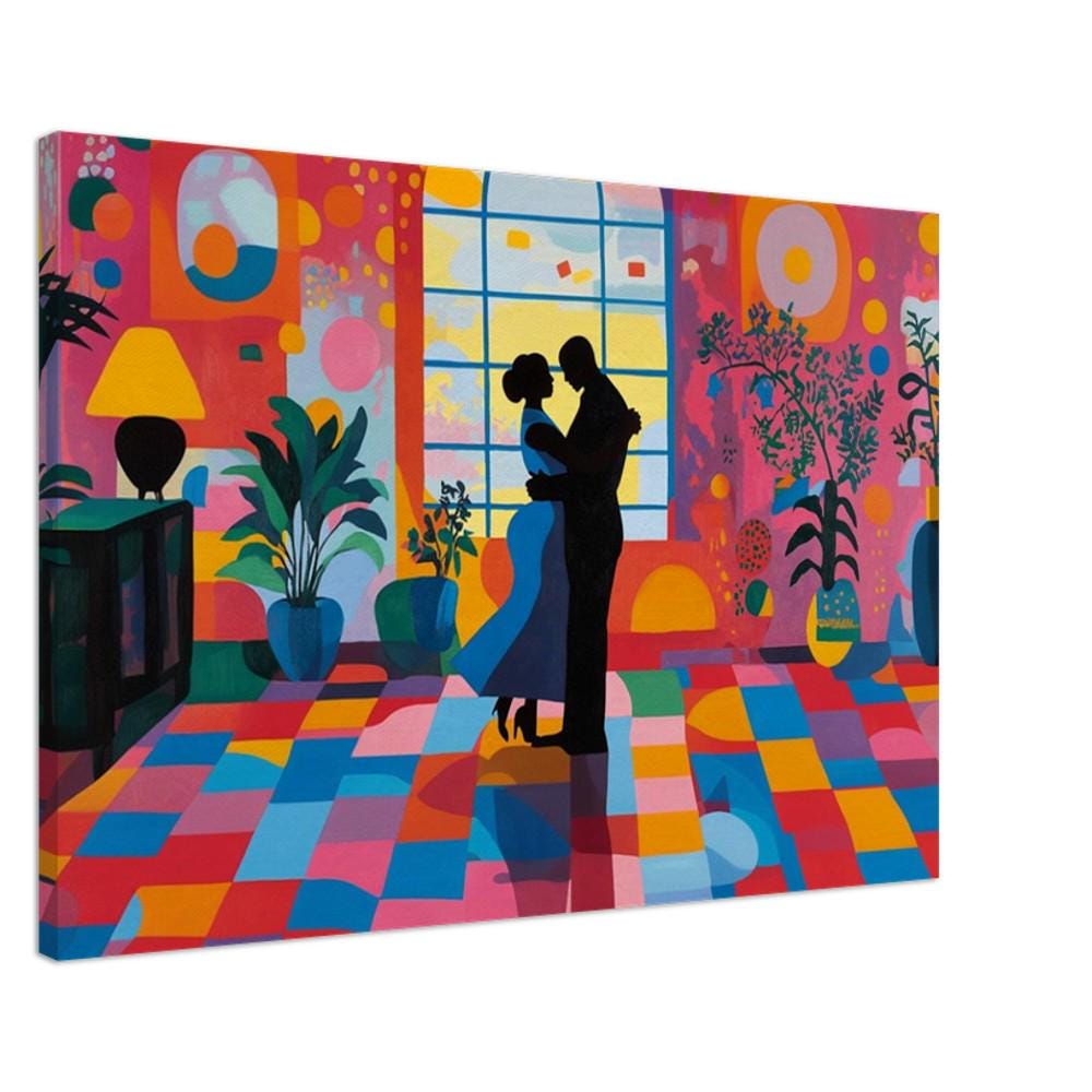 Dancing Black Couple Black love wall art canvas print by MoomZee Artwork