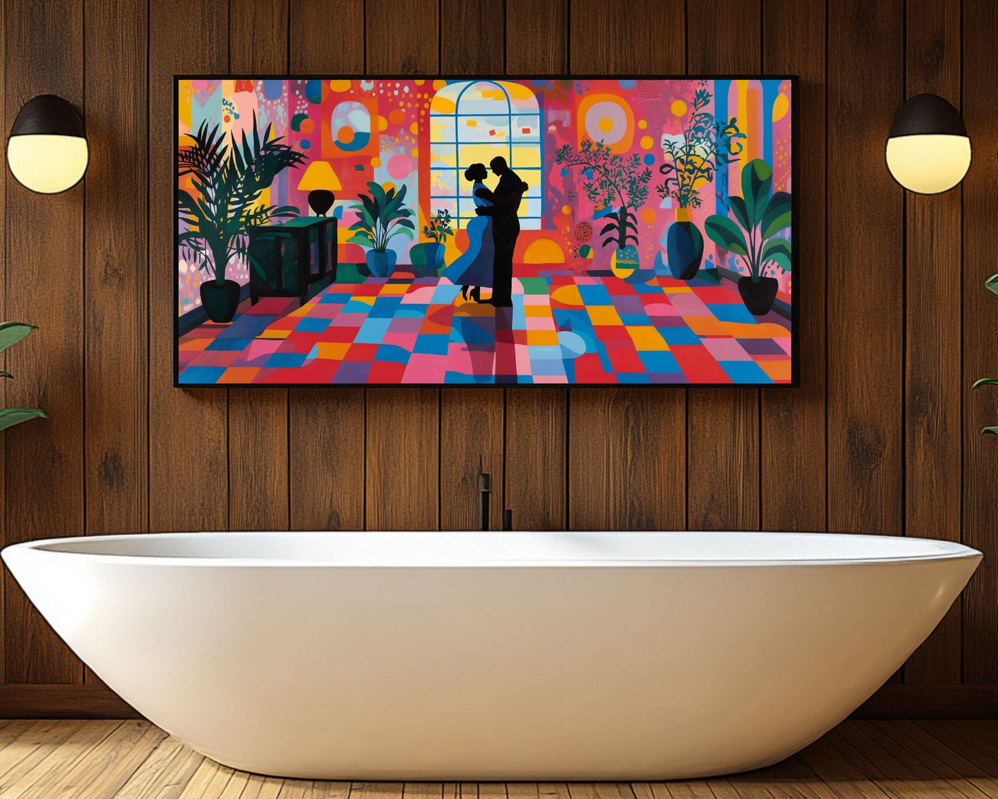 Dancing in Color - Framed Canvas Wall Art for Living Room or Bedroom Anniversary Gift