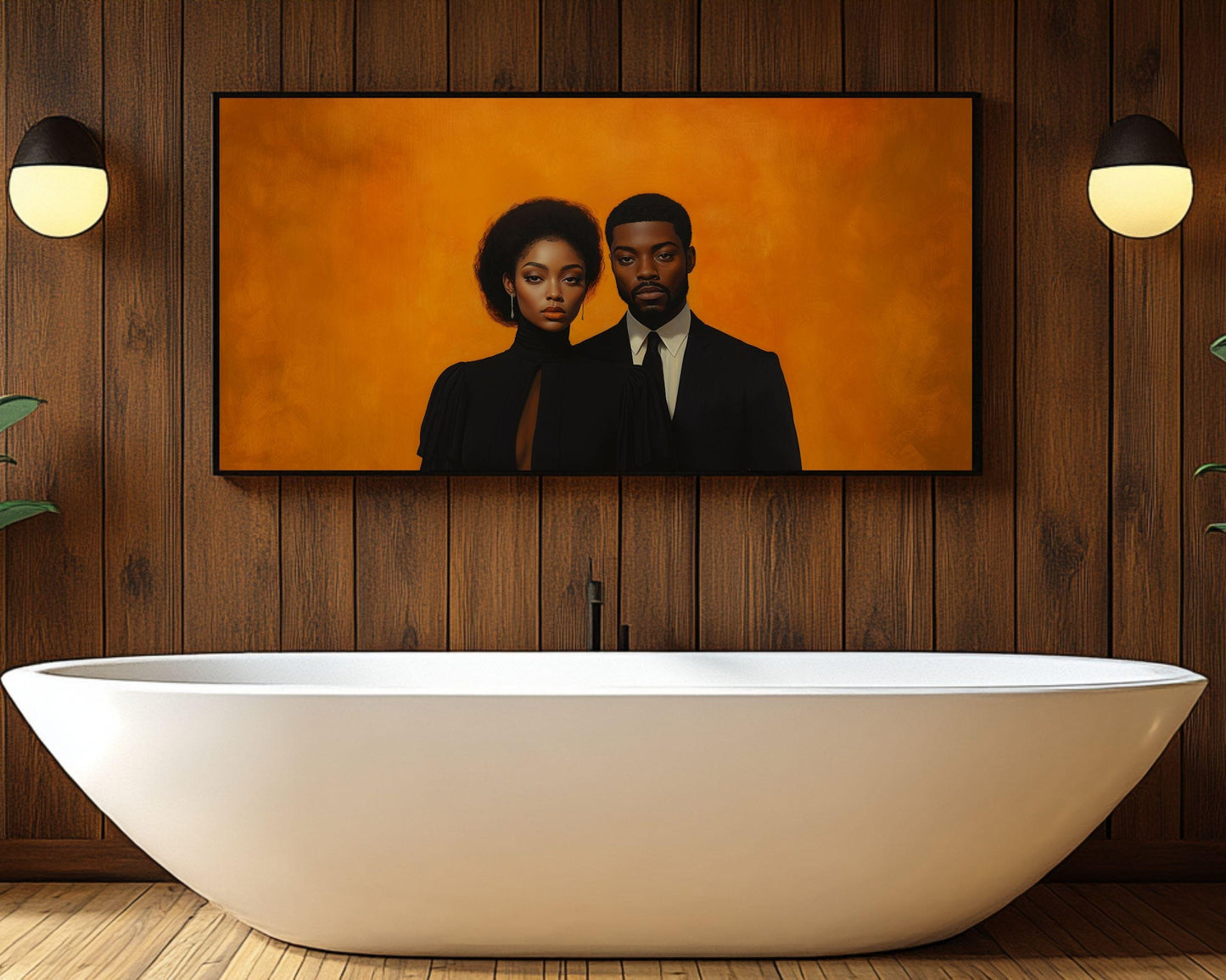 Elegant Black Couple - Unframed Canvas Wall Art for Bedroom or Living Room Wedding Gift