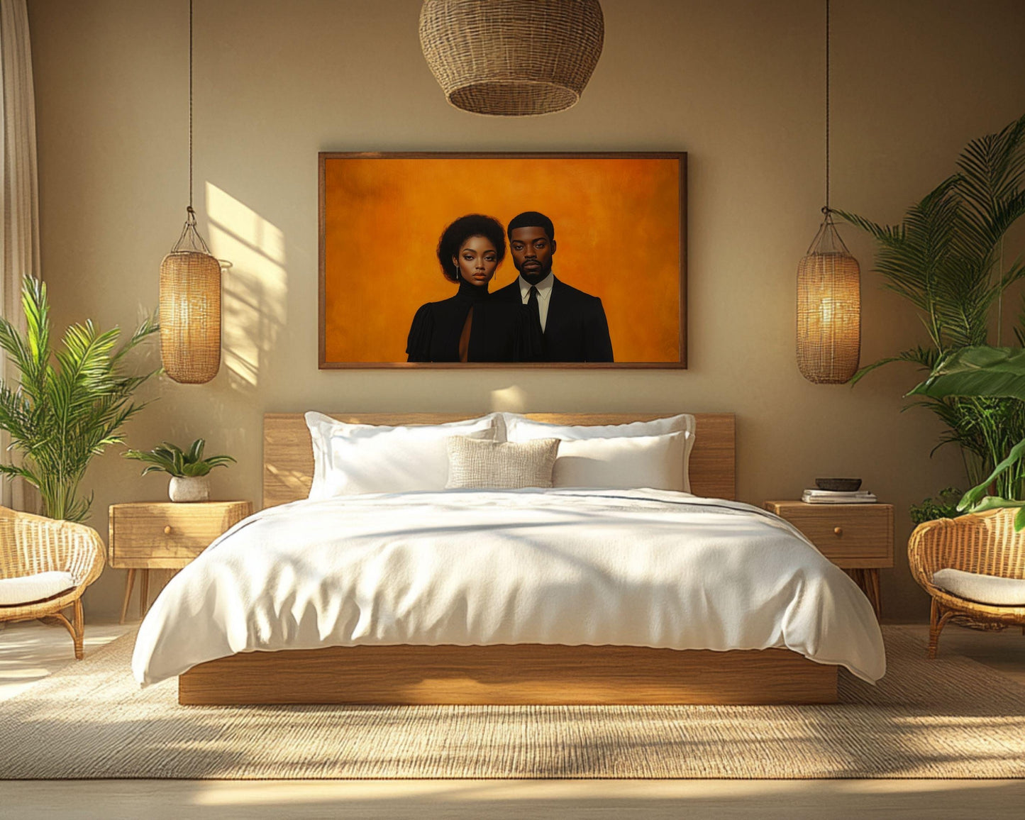 Elegant Black Couple - Unframed Canvas Wall Art for Bedroom or Living Room Wedding Gift