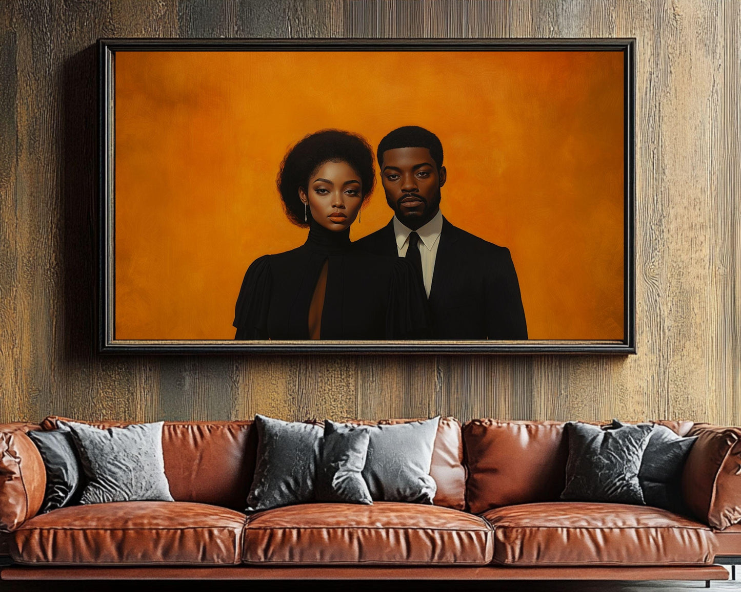 Elegant Black Couple - Unframed Canvas Wall Art for Bedroom or Living Room Wedding Gift