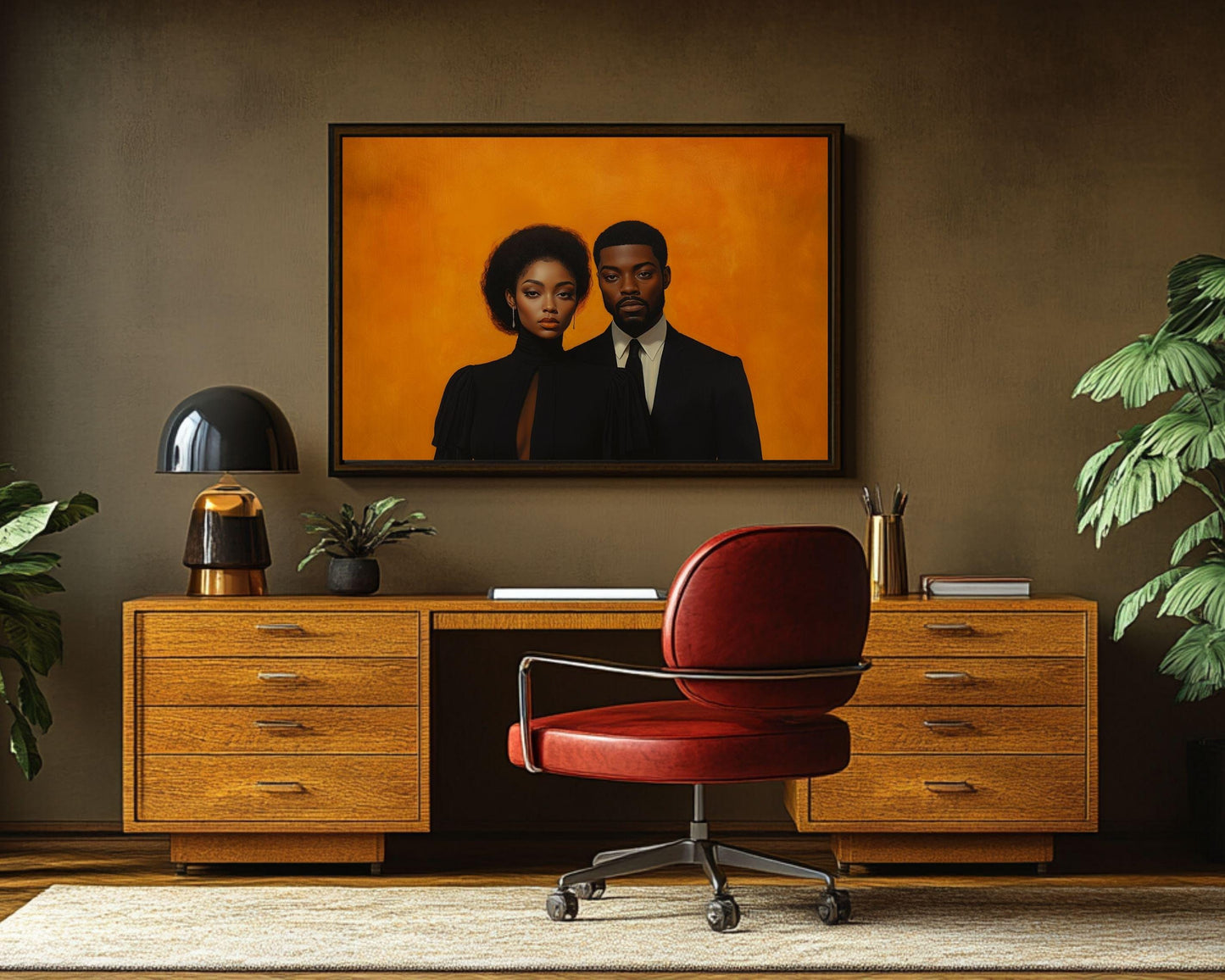 Elegant Black Couple - Unframed Canvas Wall Art for Bedroom or Living Room Wedding Gift