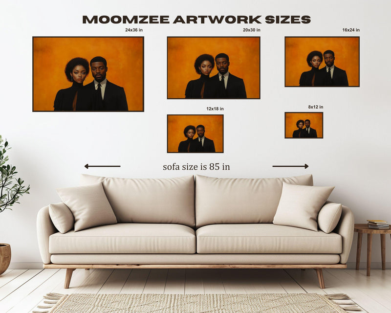 Elegant Black Couple African American Wall Art Canvas