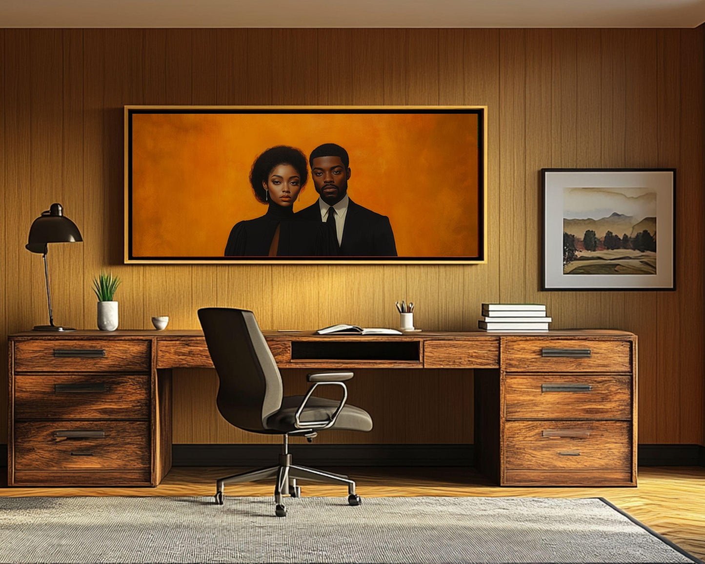 Elegant Black Couple - Unframed Canvas Wall Art for Bedroom or Living Room Wedding Gift