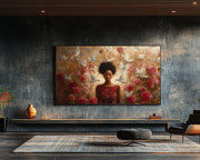 Divine Black Woman with Doves cultural wall decor print by MoomZee Artwork