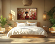 Divine Black Woman with Doves African American wall art canvas print by MoomZee Artwork