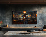 Romantic Black Couple Dancing cultural wall decor print by MoomZee Artwork