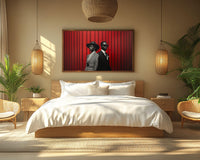 Colorful abstract painting featuring African American figures, perfect as african american wall art for any space.