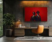 Elegant Black Couple Bold Red Black love wall art artwork view