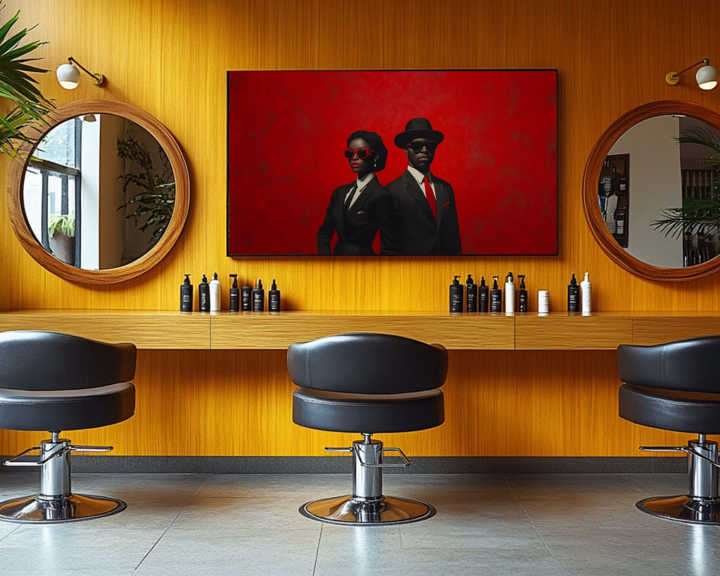 Sophisticated Black Love Wall Art | Bold Red Background Canvas for Modern Decor | Stylish Home Office or Living Room Centerpiece