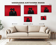 Alternate view of Bold Black Couple Red Black love wall art canvas print