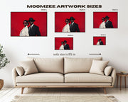 Close-up of Stylish Black Couple Red Black love wall art detail