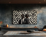 Modern Black Couple Geometric cultural wall decor print by MoomZee Artwork