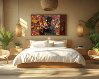 Vibrant abstract canvas art featuring dynamic colors, perfect as african american wall art for modern decor.