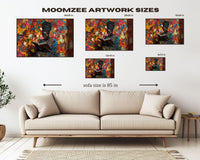 Vibrant abstract canvas art featuring dynamic shapes, perfect as african american wall art for modern interiors.