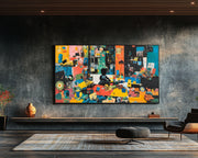 Black Child Playroom Scene cultural wall decor print by MoomZee Artwork