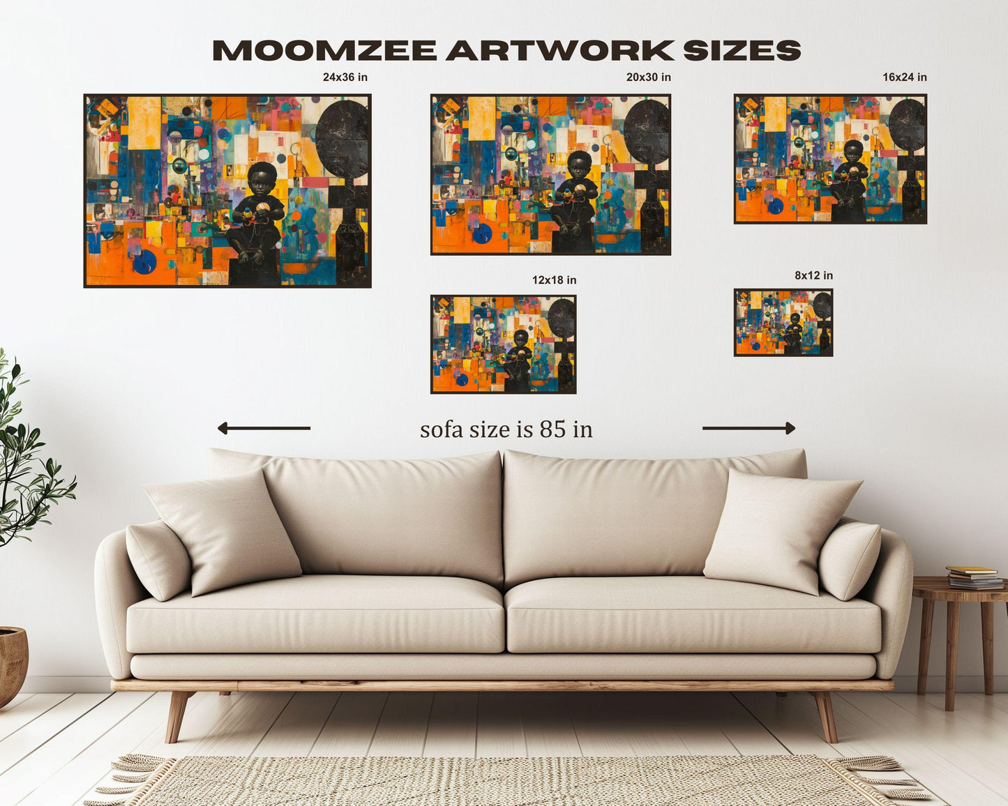 Vibrant Abstract Art of Black Child with Toys | Framed Wall Decor for Nurseries and Playrooms