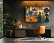 Vibrant Abstract Black Child with Toys Black children wall art artwork view