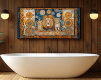 Fierce yet elegant lion family canvas art for animal lovers’ home decor.