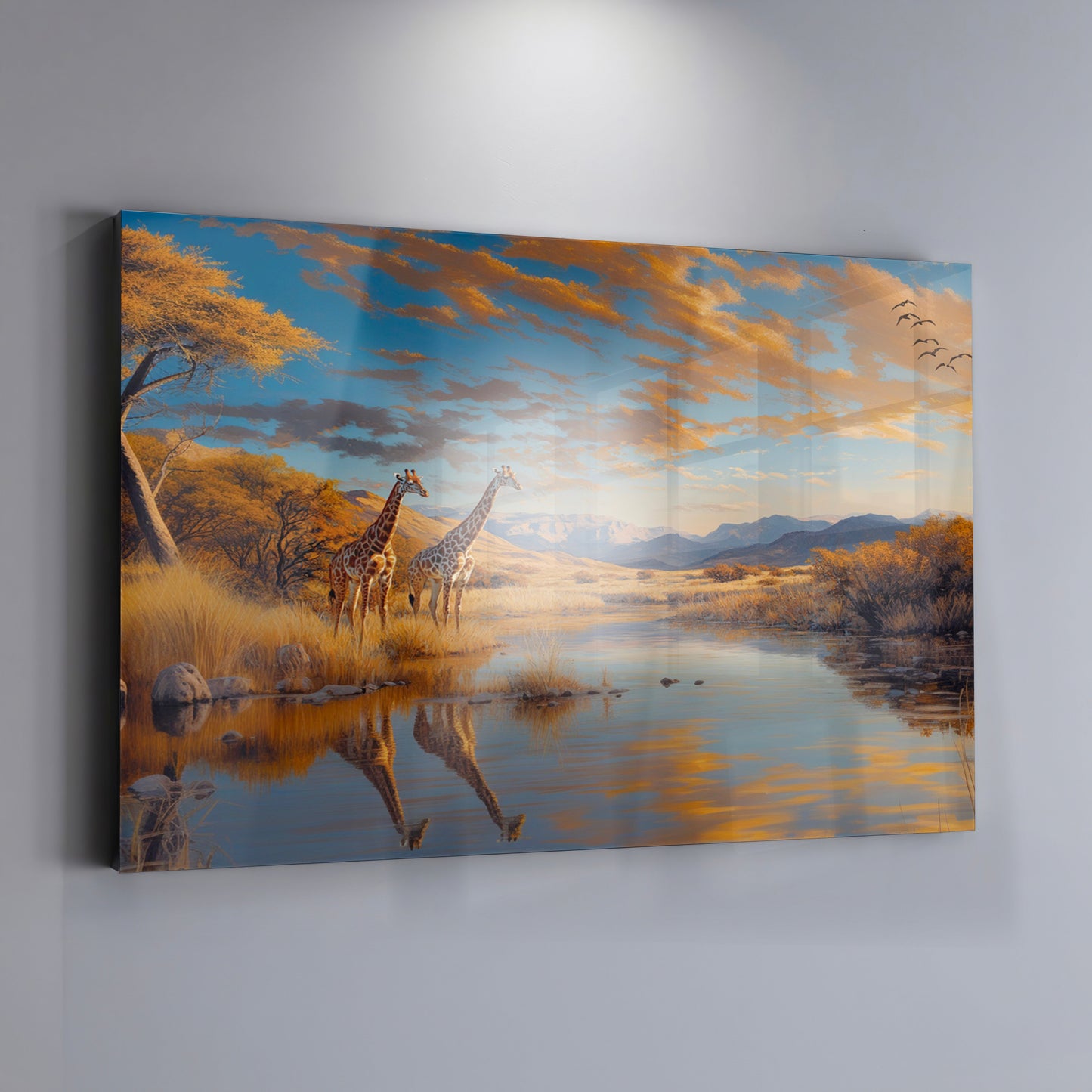 Golden Giraffe River Safari African American canvas print view 24