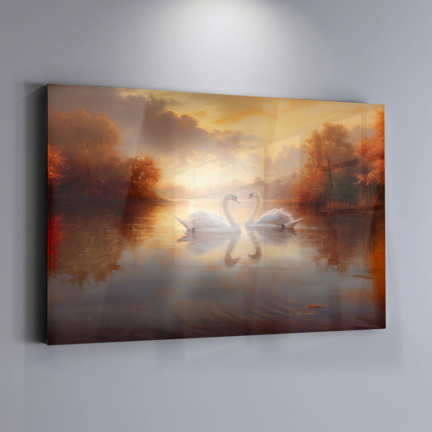 Romantic Swans at Sunset Black love wall art view 24