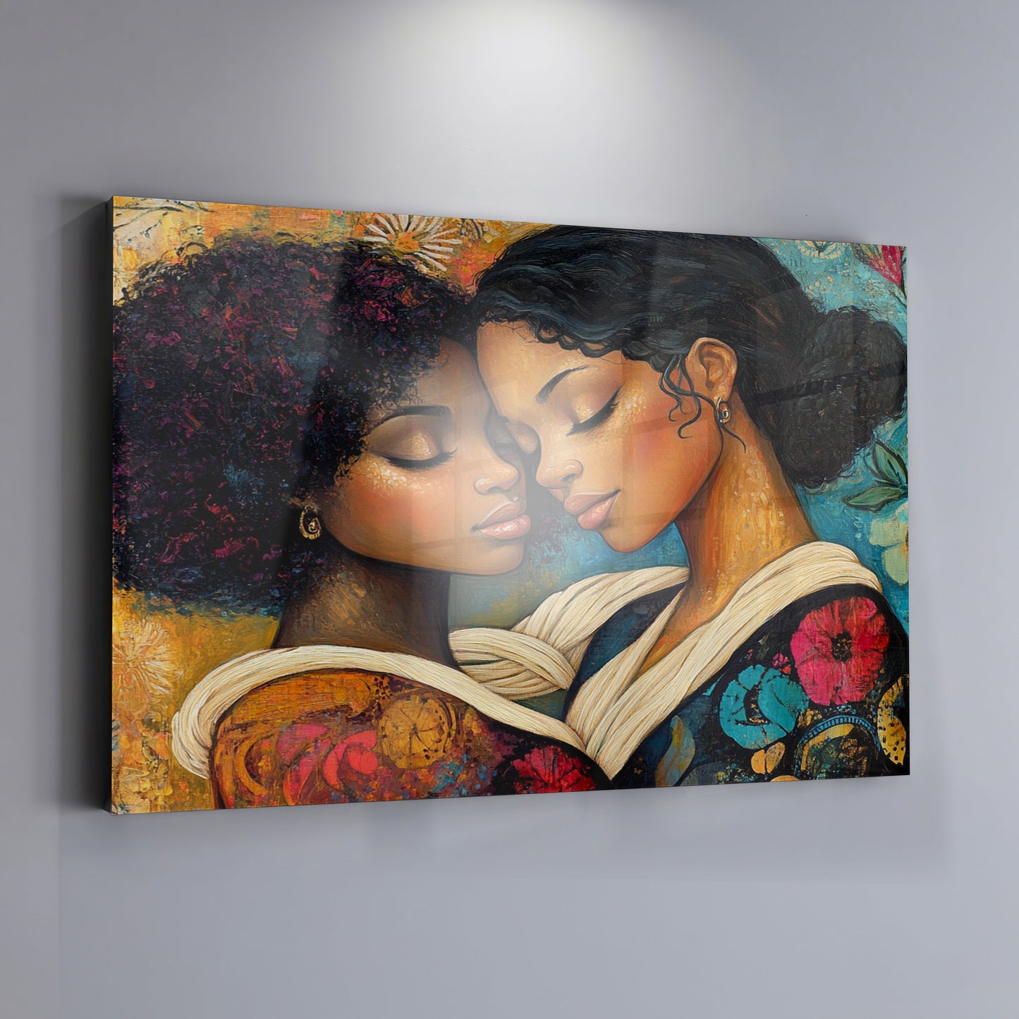 Black Lesbian Couple Embrace Black love wall art view 19