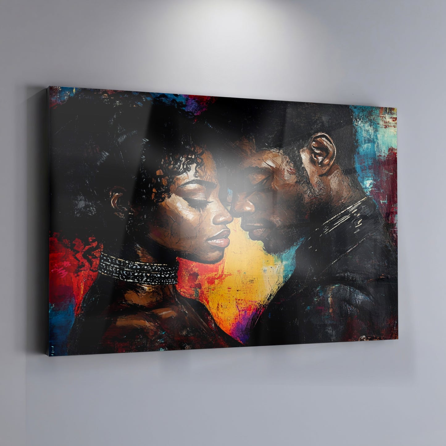 Black Couple Romantic Portrait Black love wall art view 19
