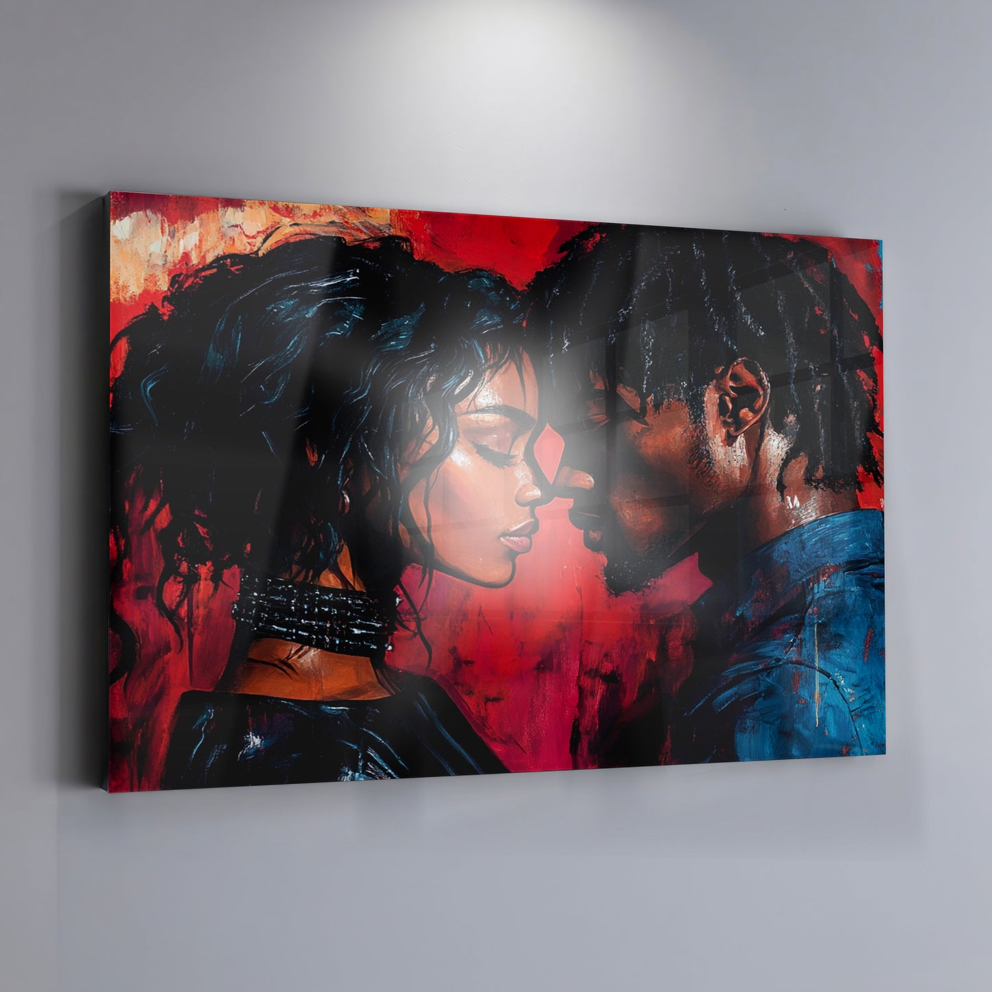 Black Couple Passion Portrait Black love wall art view 19
