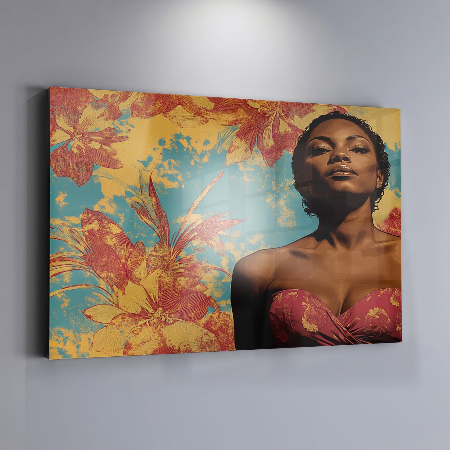 Black Woman Floral Portrait African American wall art view 19