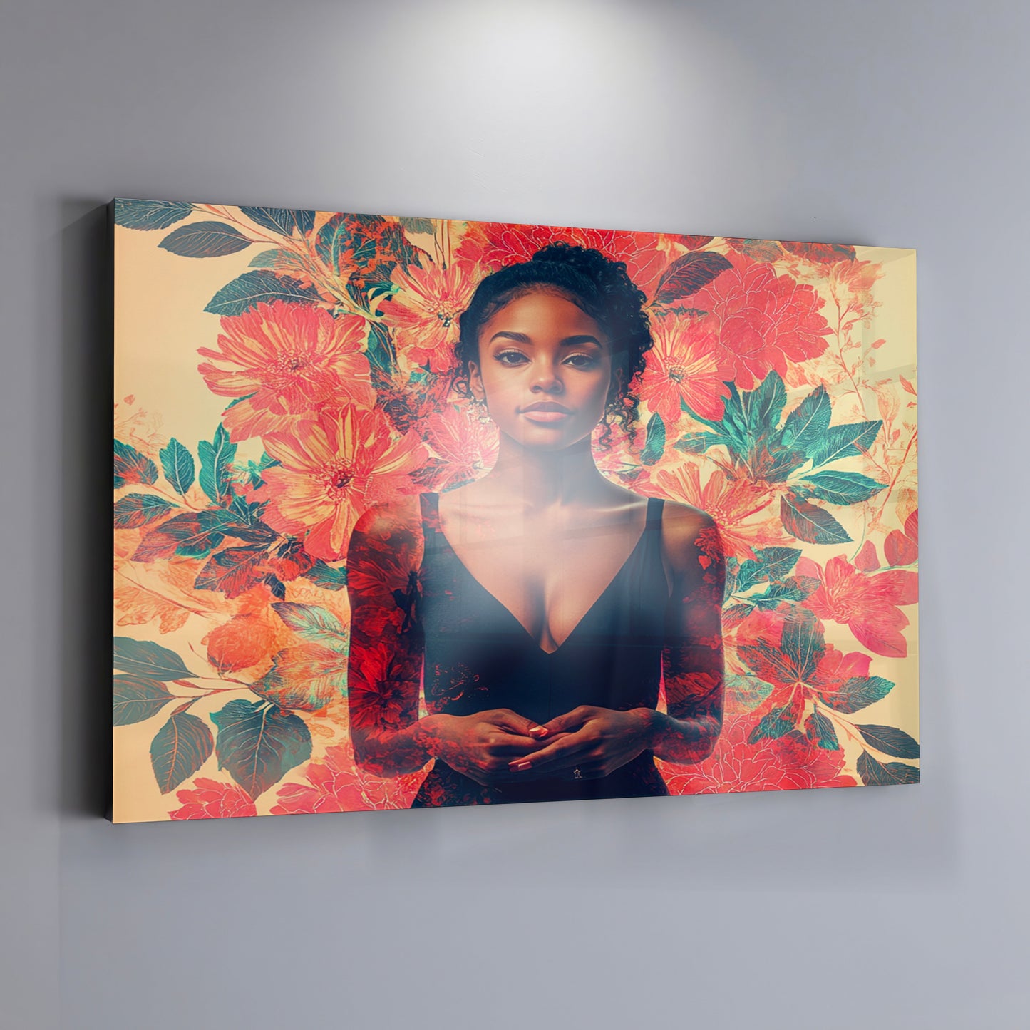 Black Woman Tropical Floral African American wall art view 19