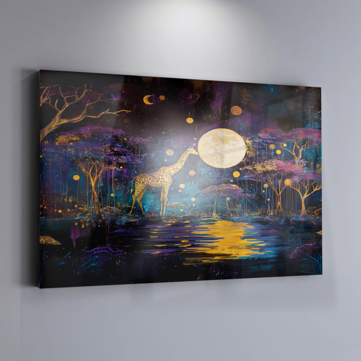Moonlit Giraffe Safari African American canvas print view 19
