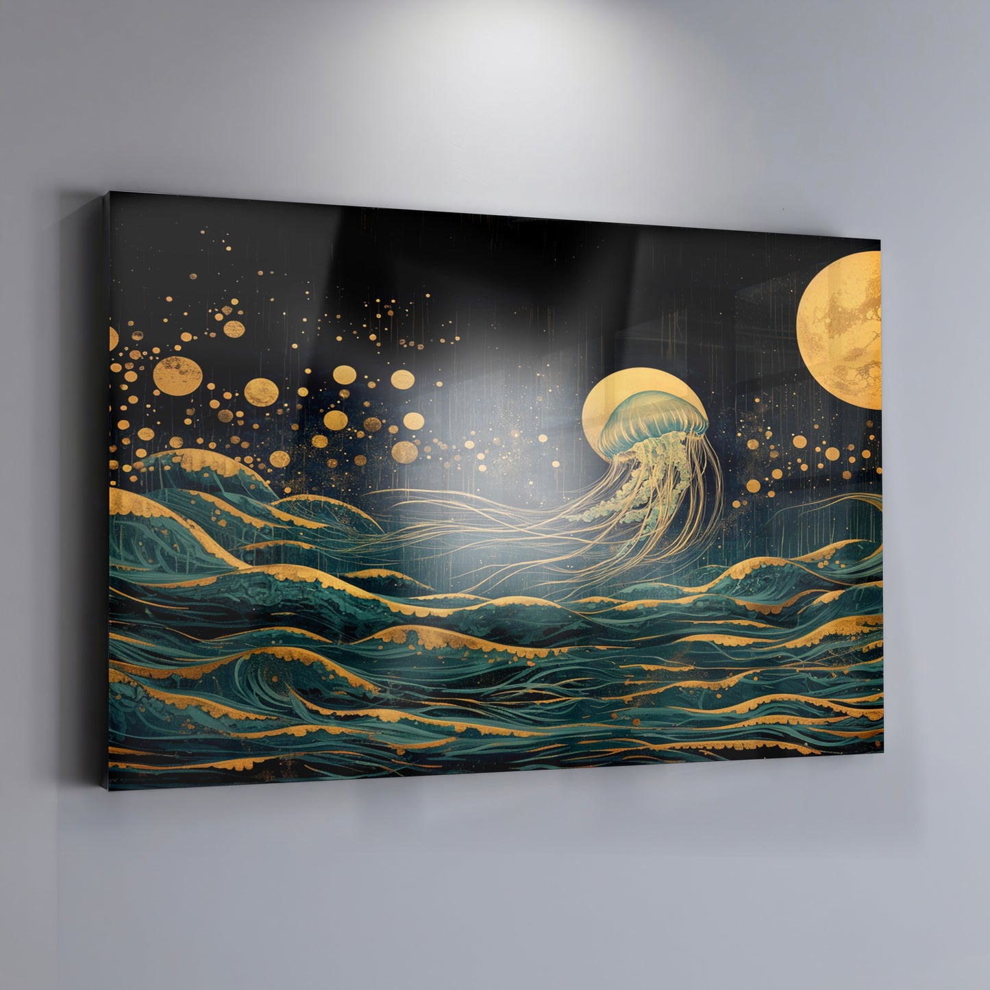 Moonlit Jellyfish Ocean Black Caribbean wall art view 19