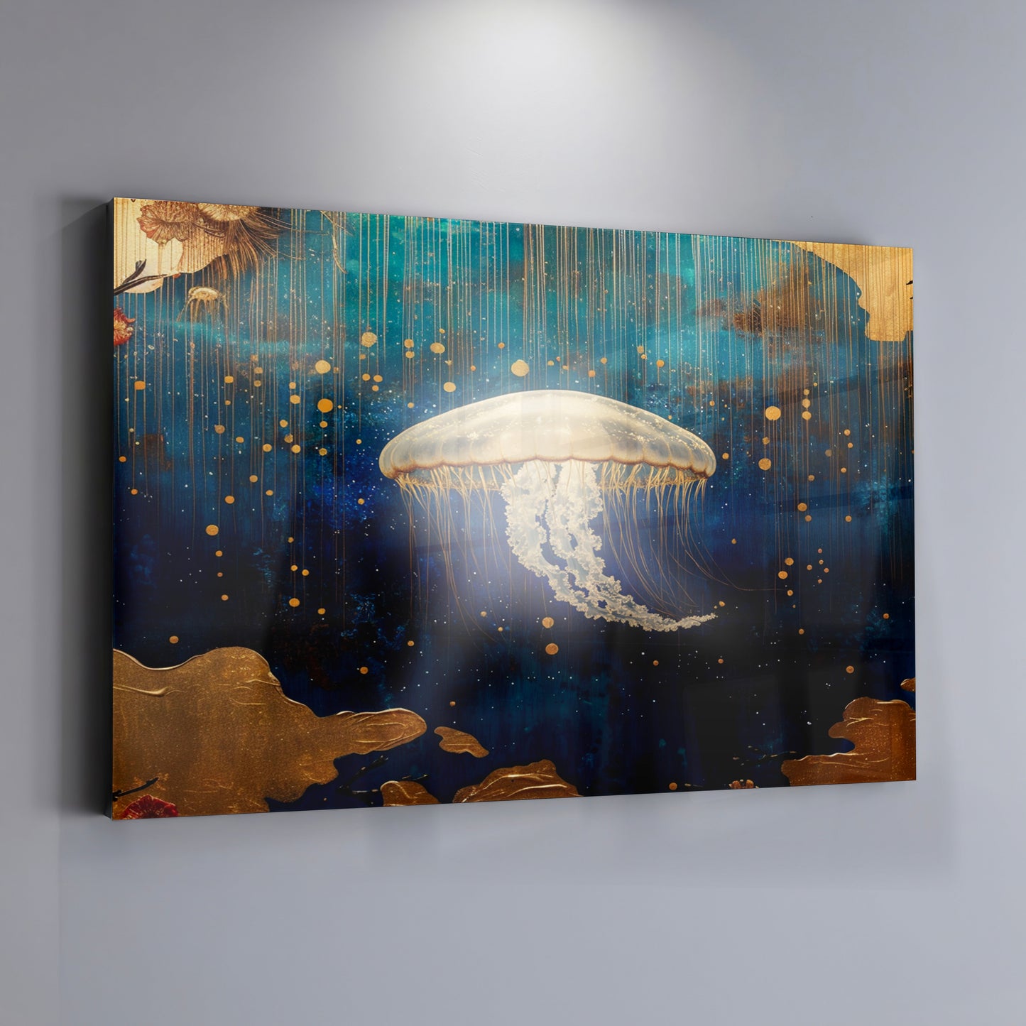Jellyfish Ocean Fantasy Black Caribbean wall art view 19